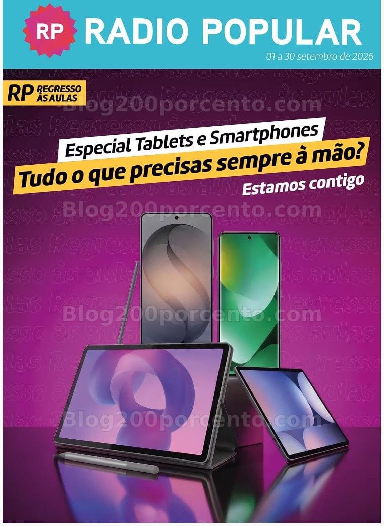 Antevisão Folheto RADIO POPULAR Especial Tablets e Smartphones Promoções de 1 a 30 setembro